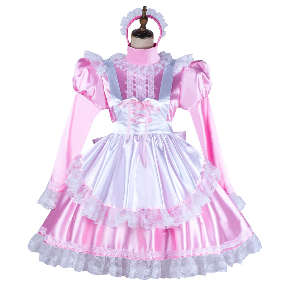 pink satin dress G2052