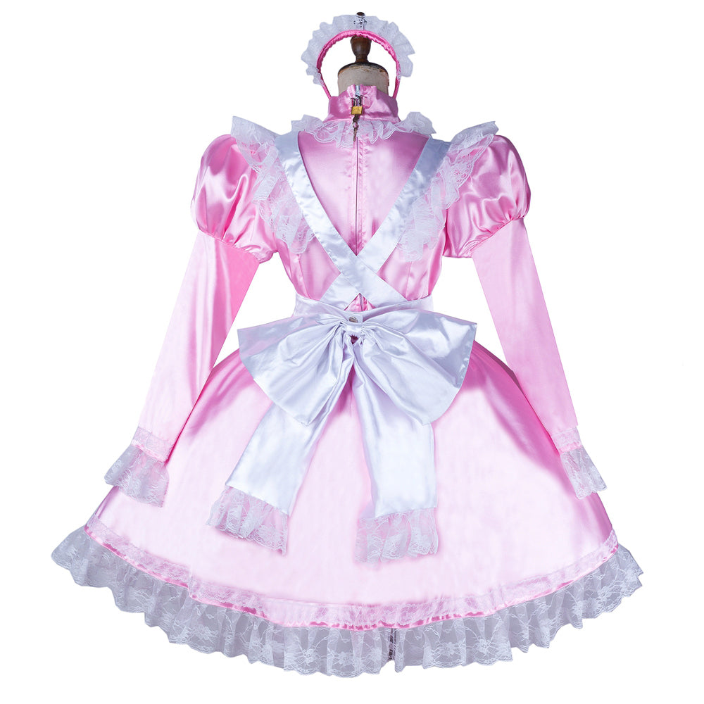 pink satin dress G2052