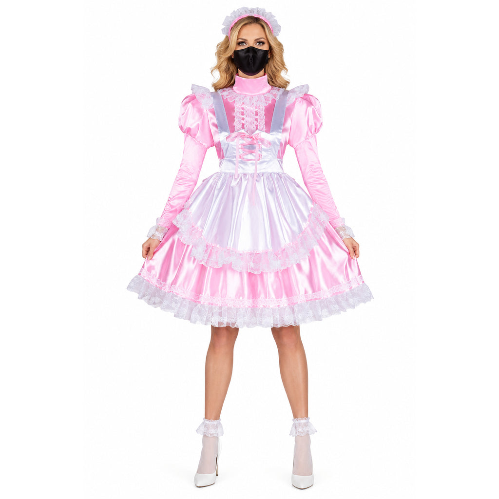 pink satin dress G2052