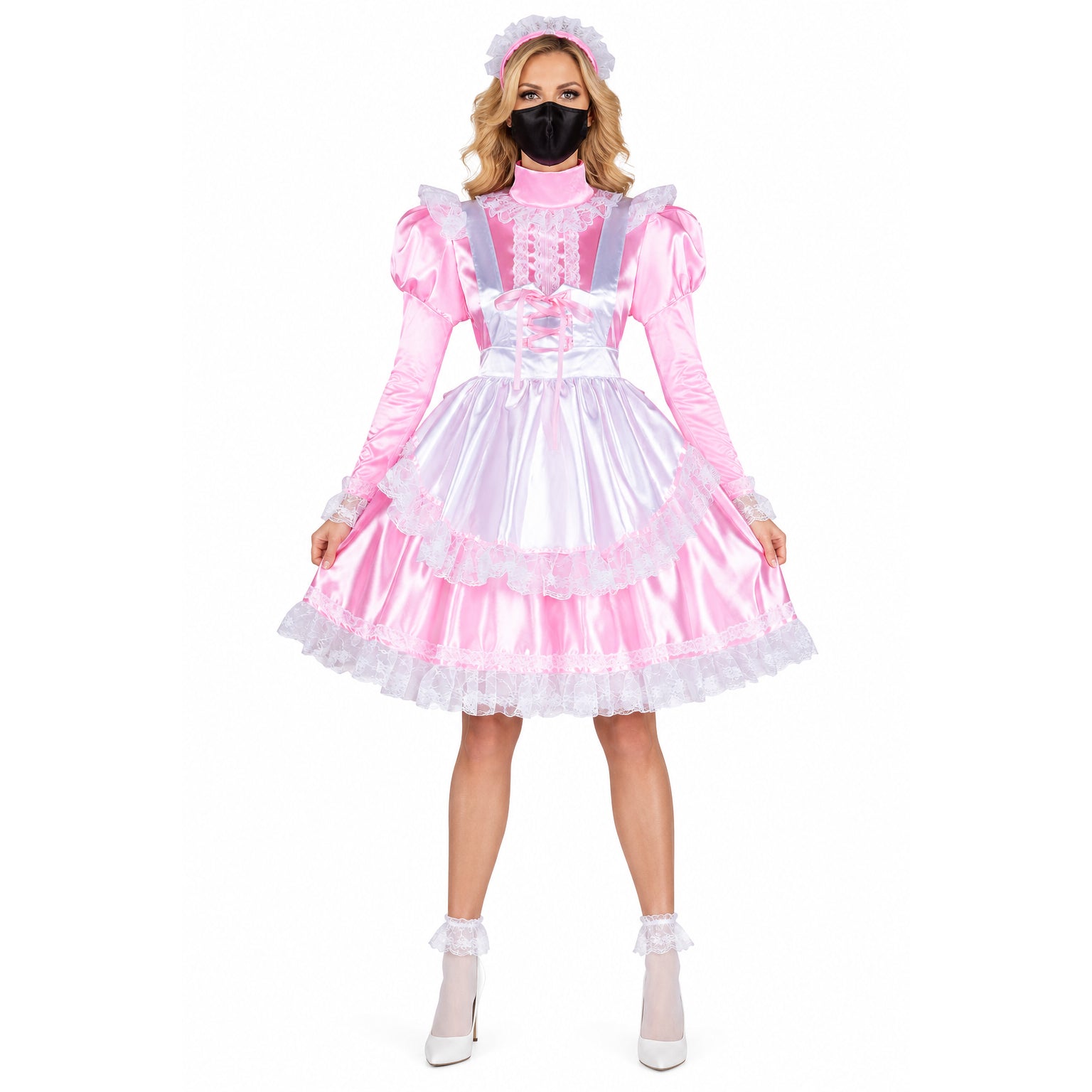 pink satin dress G2052