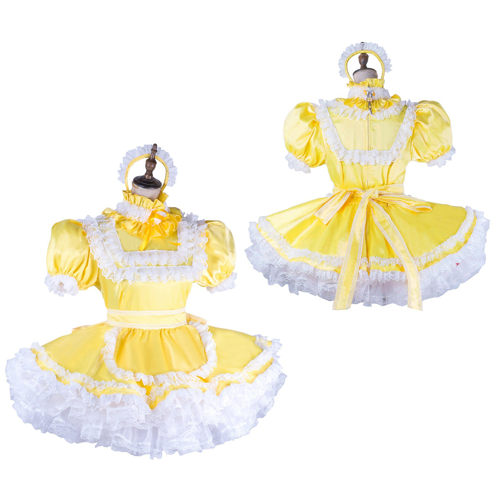 yellow satin dress G2053