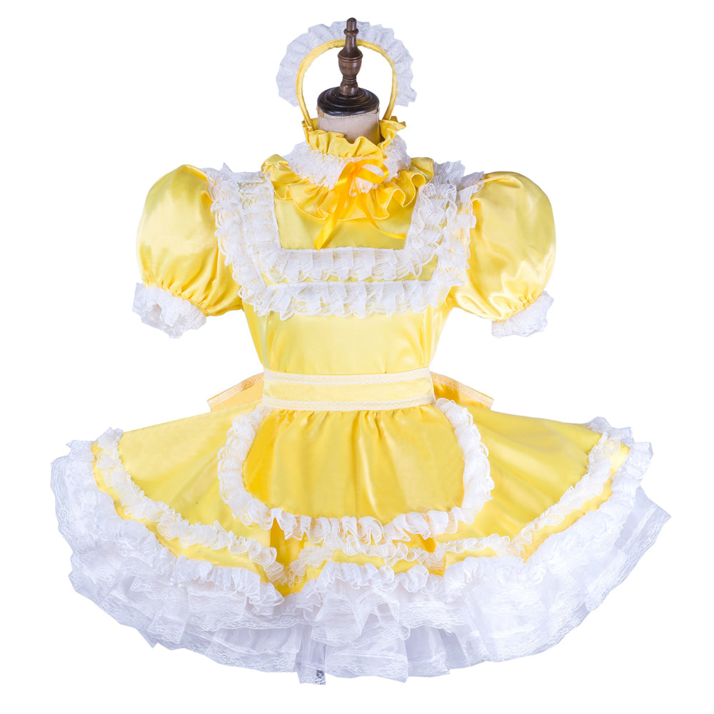 yellow satin dress G2053