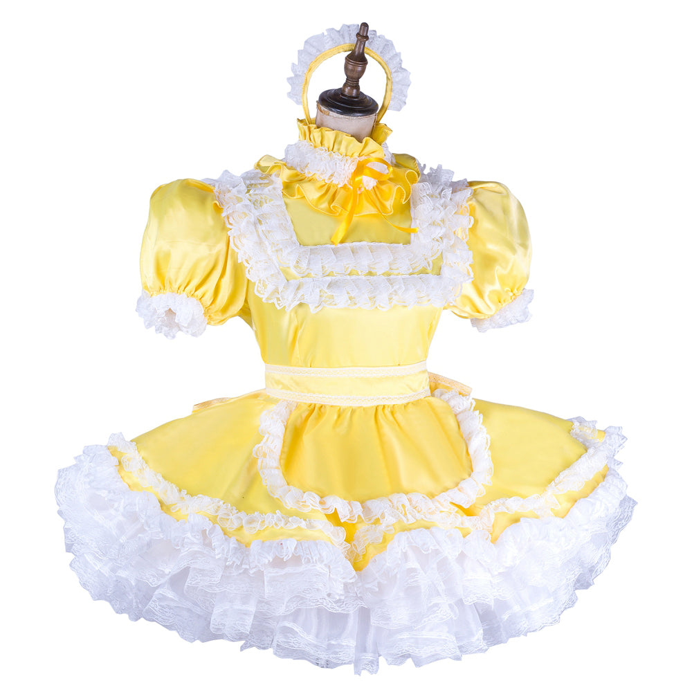 yellow satin dress G2053