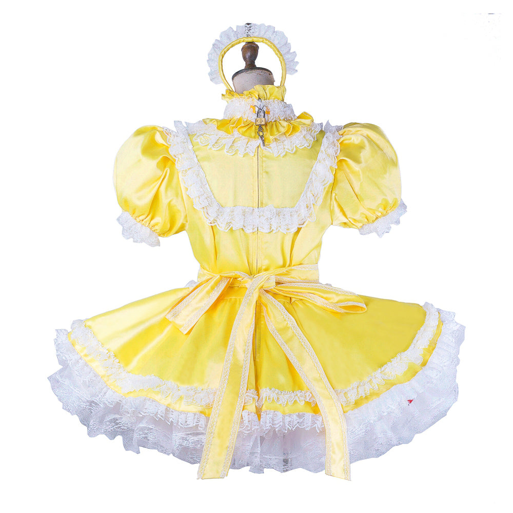 yellow satin dress G2053