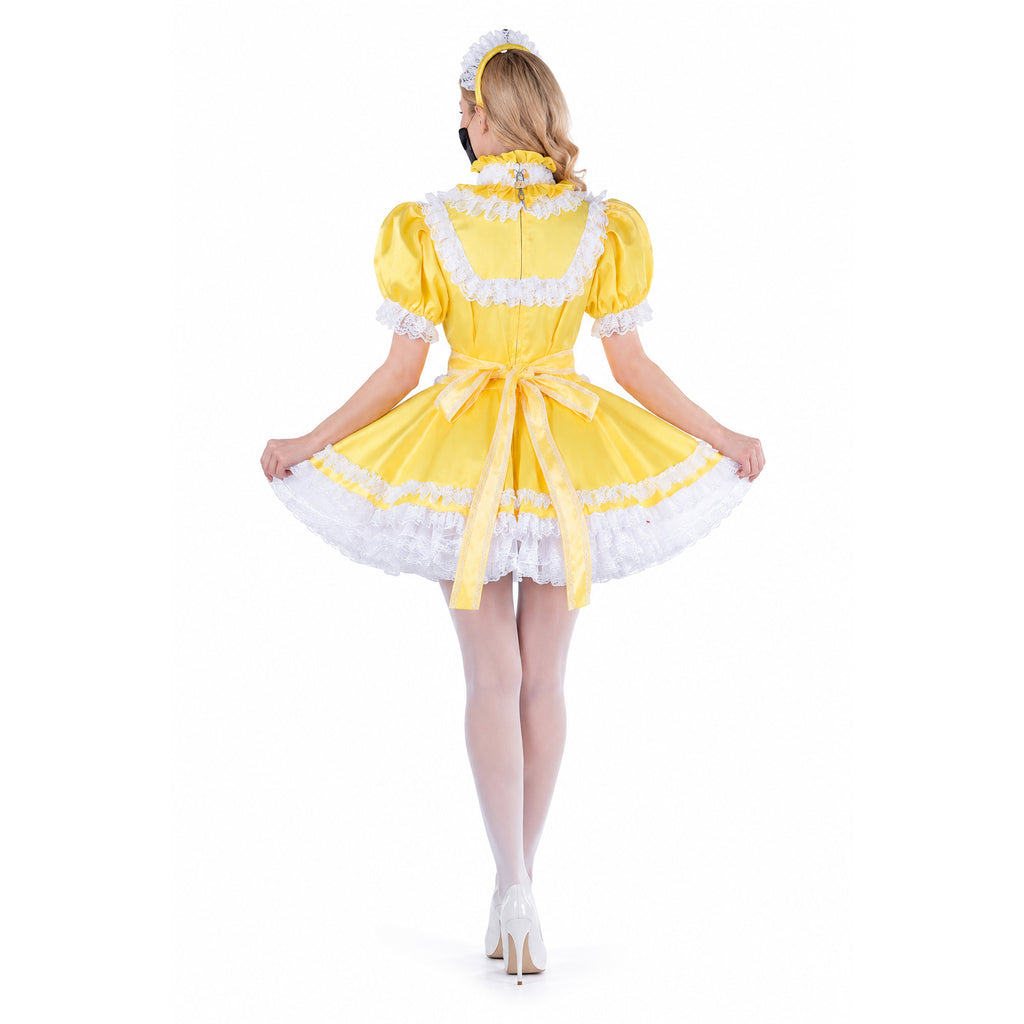 yellow satin dress G2053