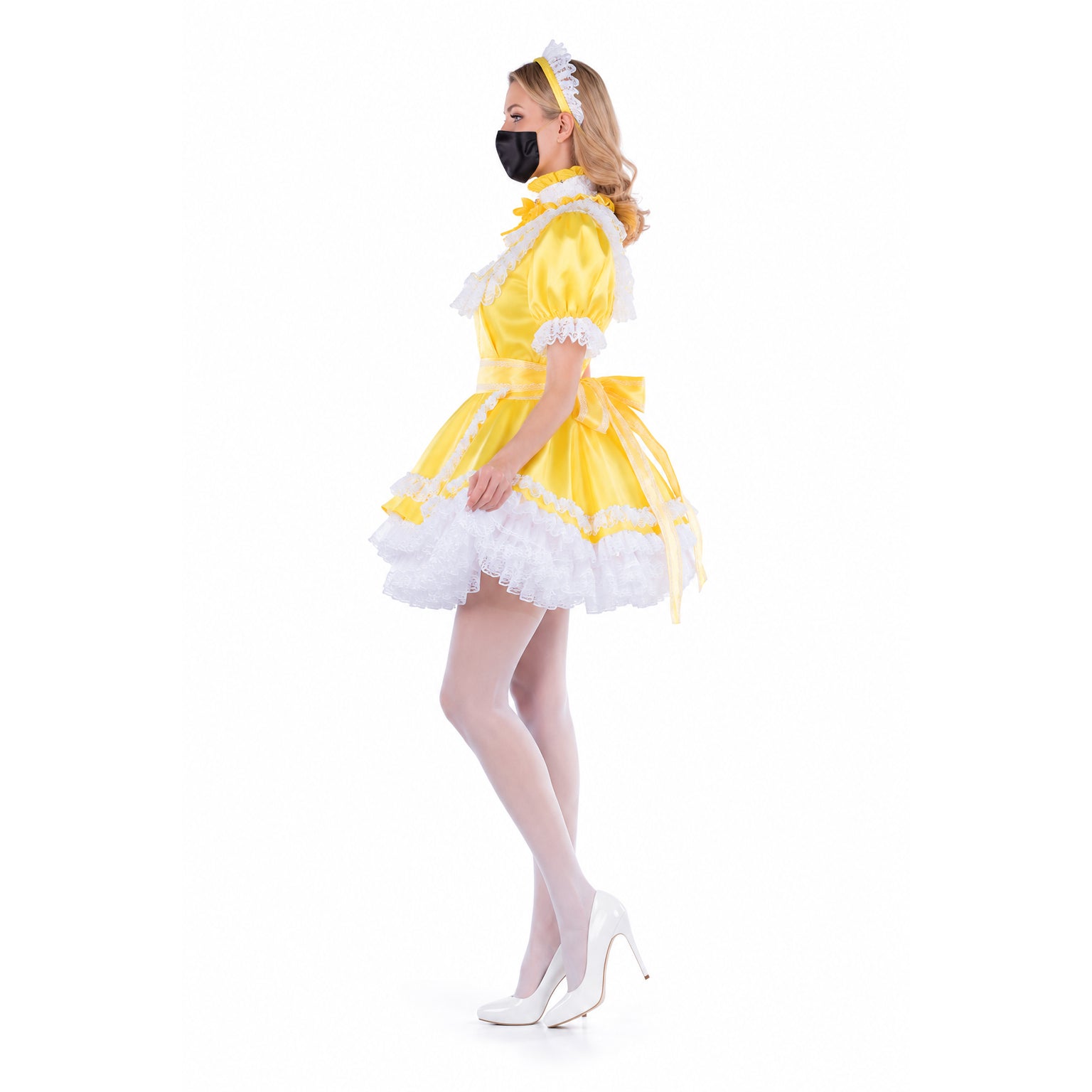 yellow satin dress G2053