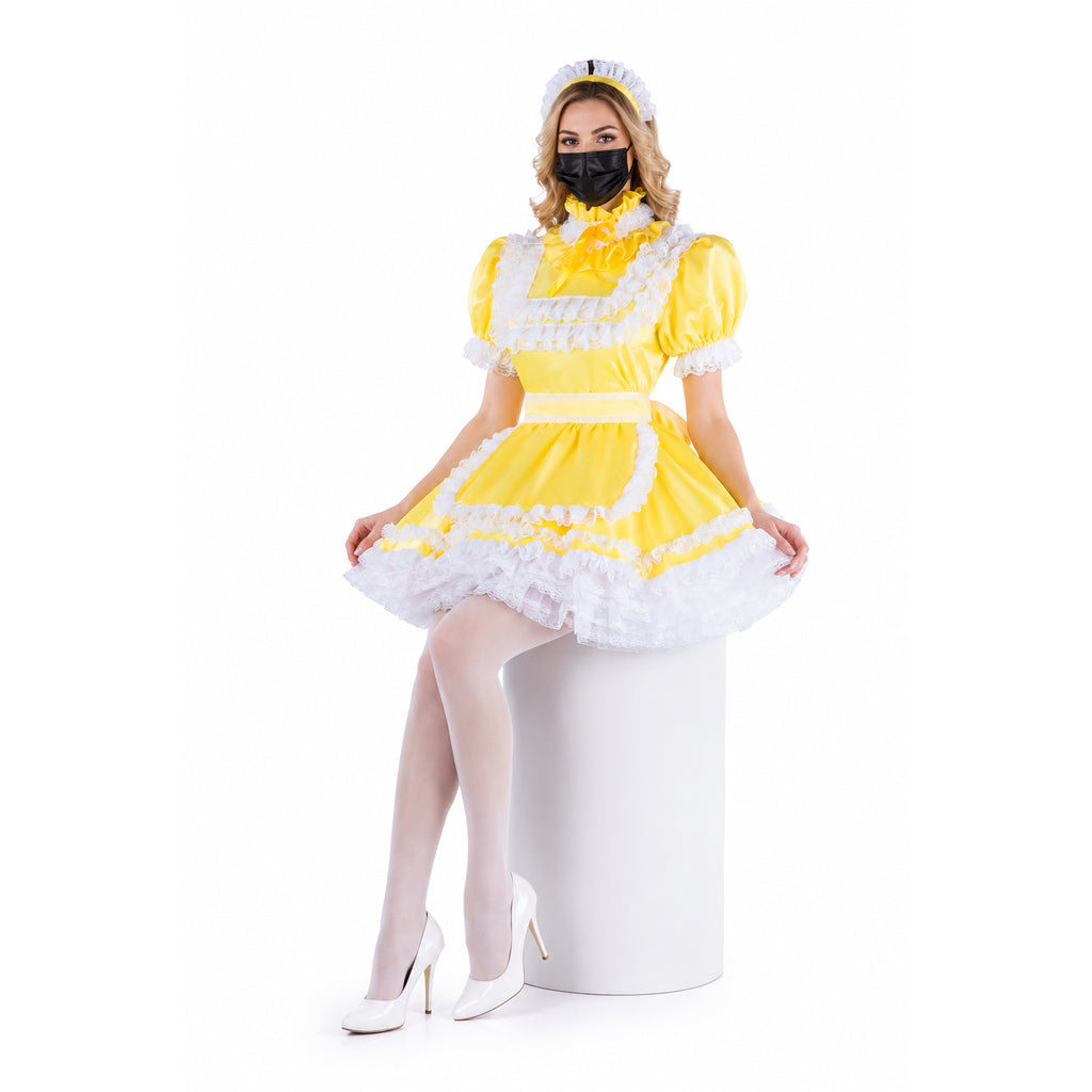 yellow satin dress G2053