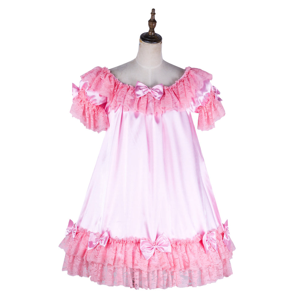pink satin dress G2054