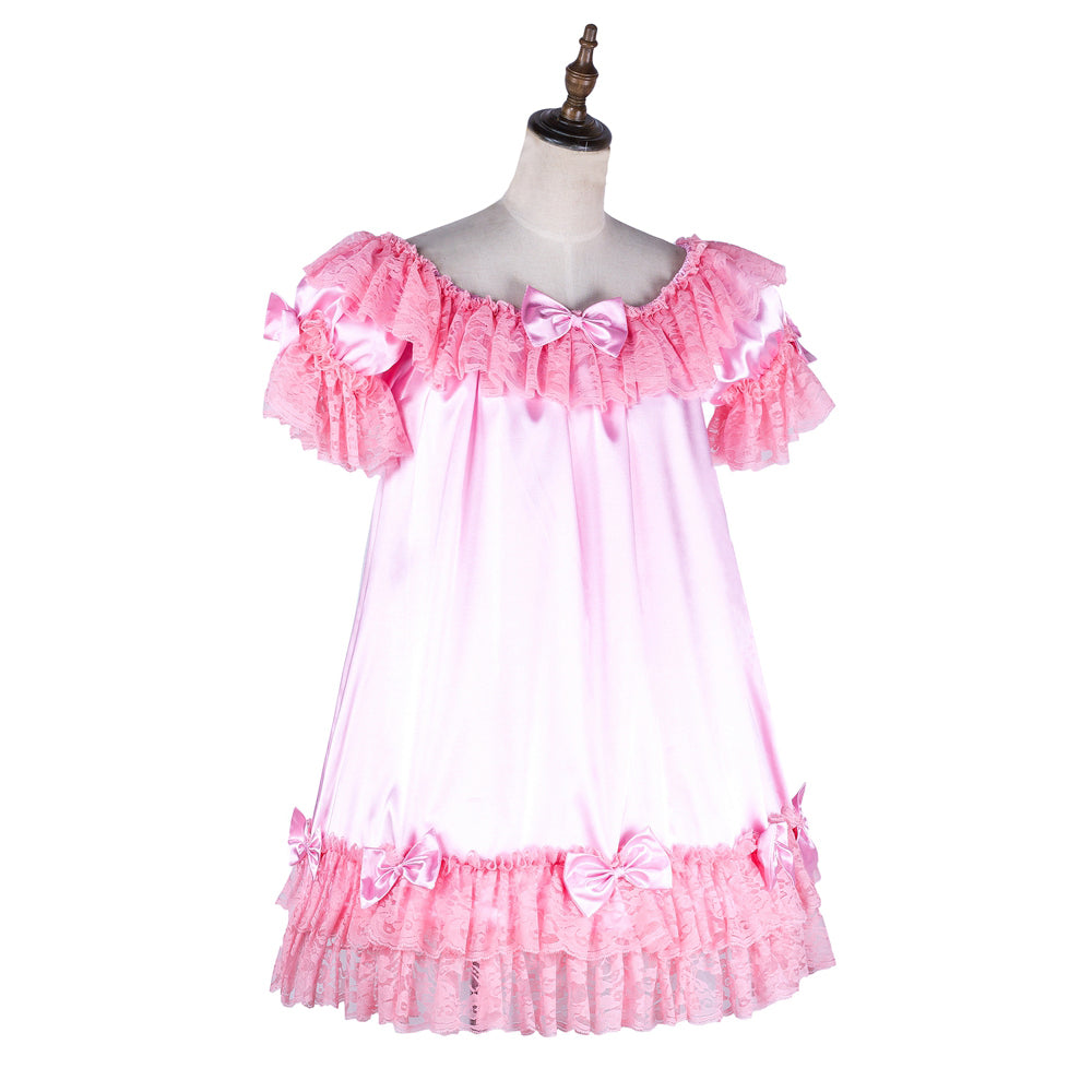 pink satin dress G2054