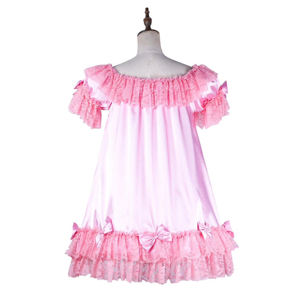 pink satin dress G2054