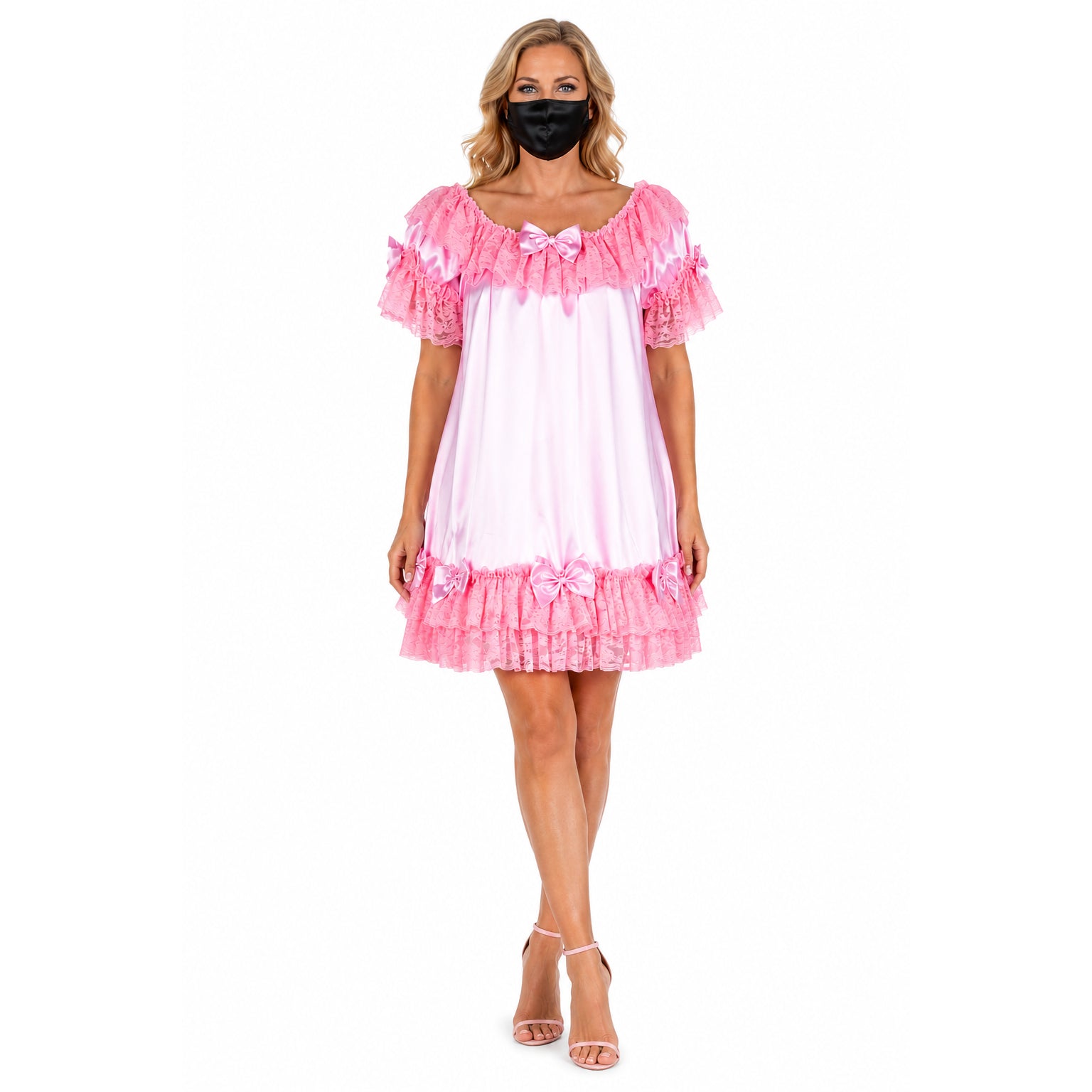 pink satin dress G2054