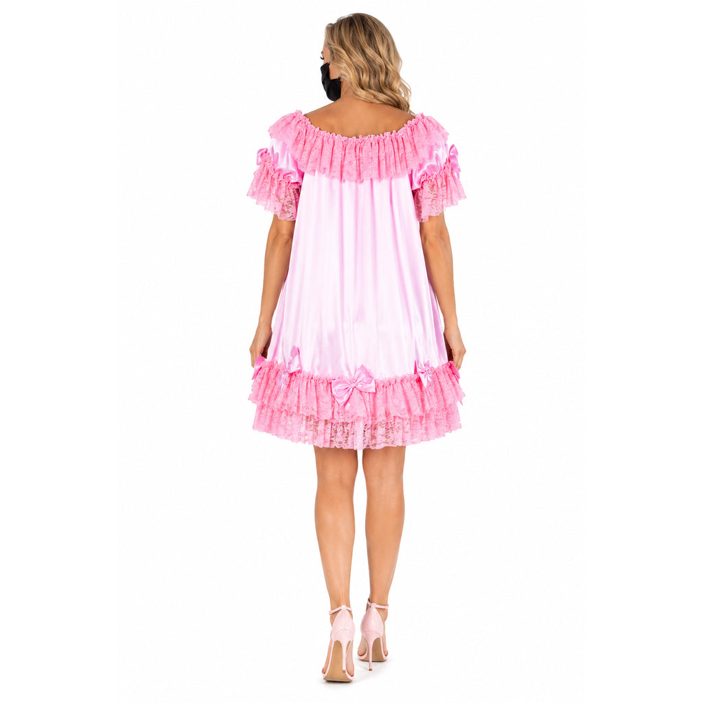 pink satin dress G2054