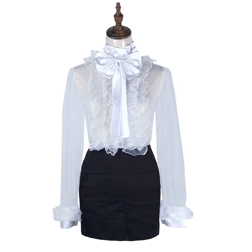 whtie black blouse skirt set G2064