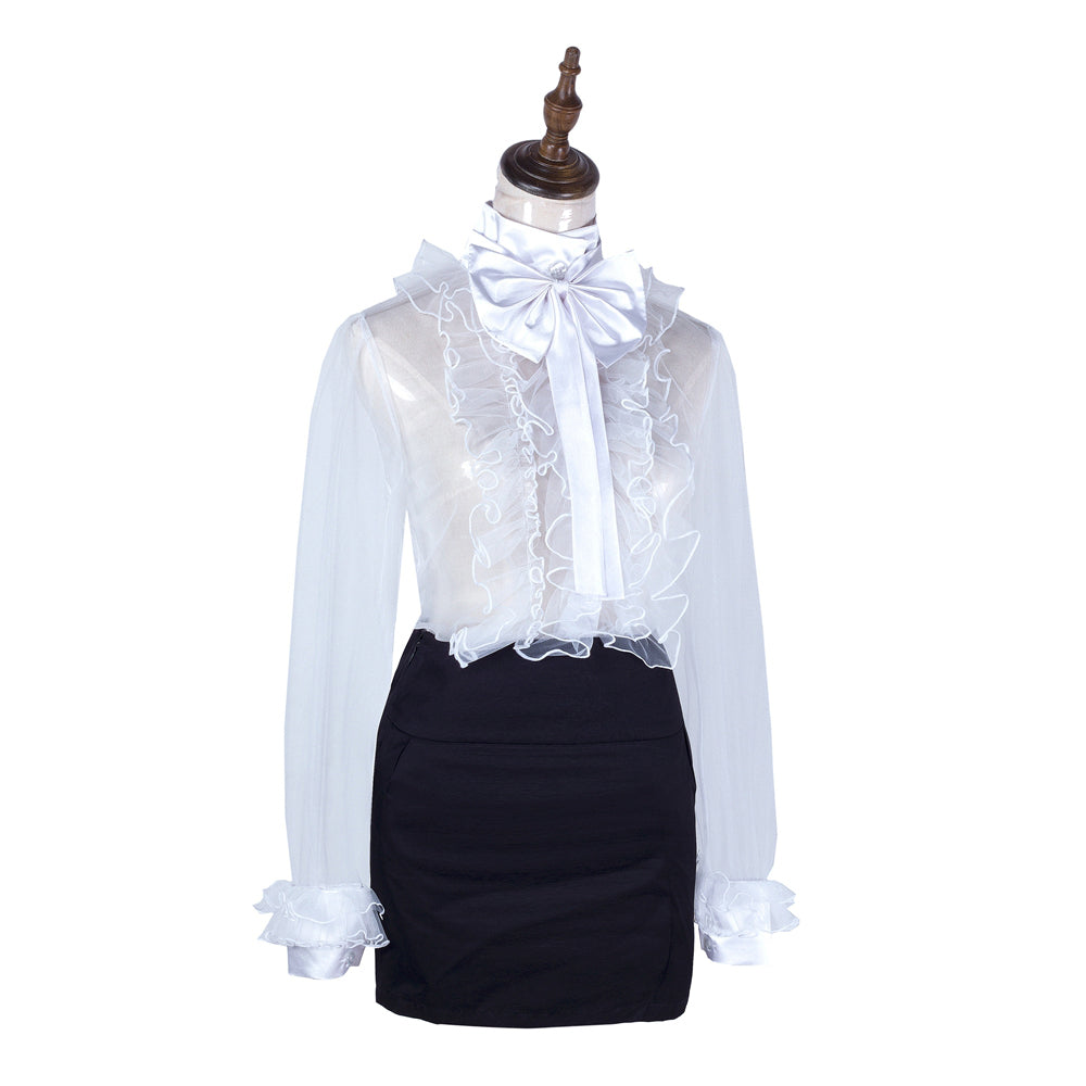 whtie black blouse skirt set G2064