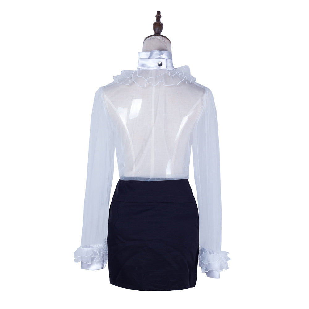whtie black blouse skirt set G2064
