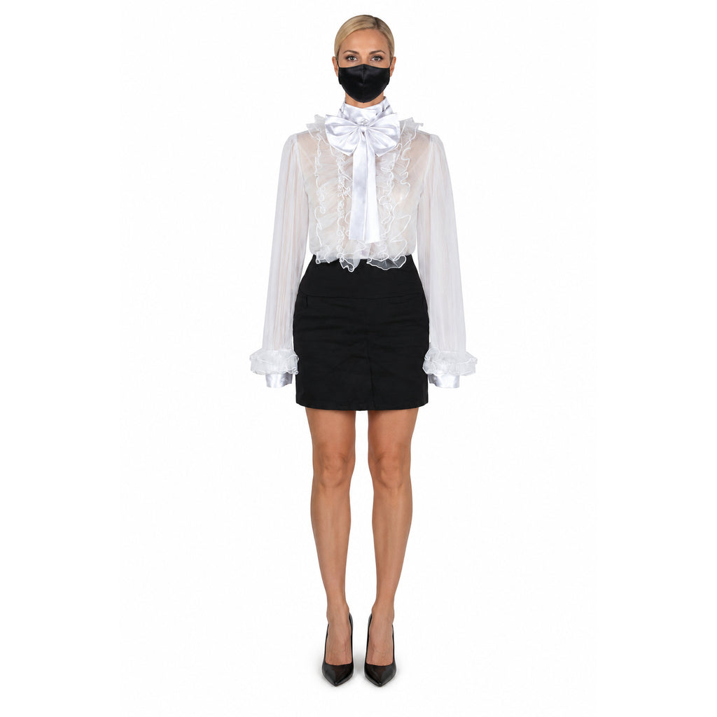 whtie black blouse skirt set G2064