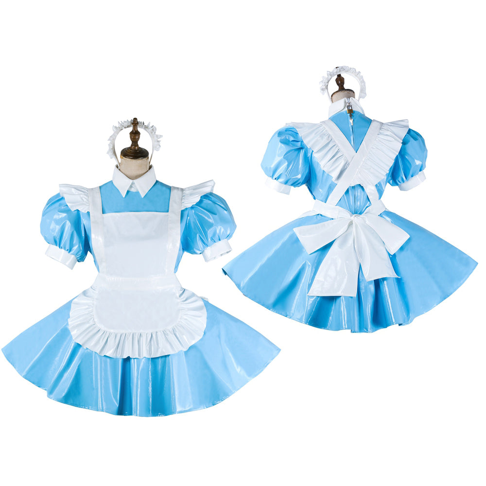 blue thin pvc dress G2065