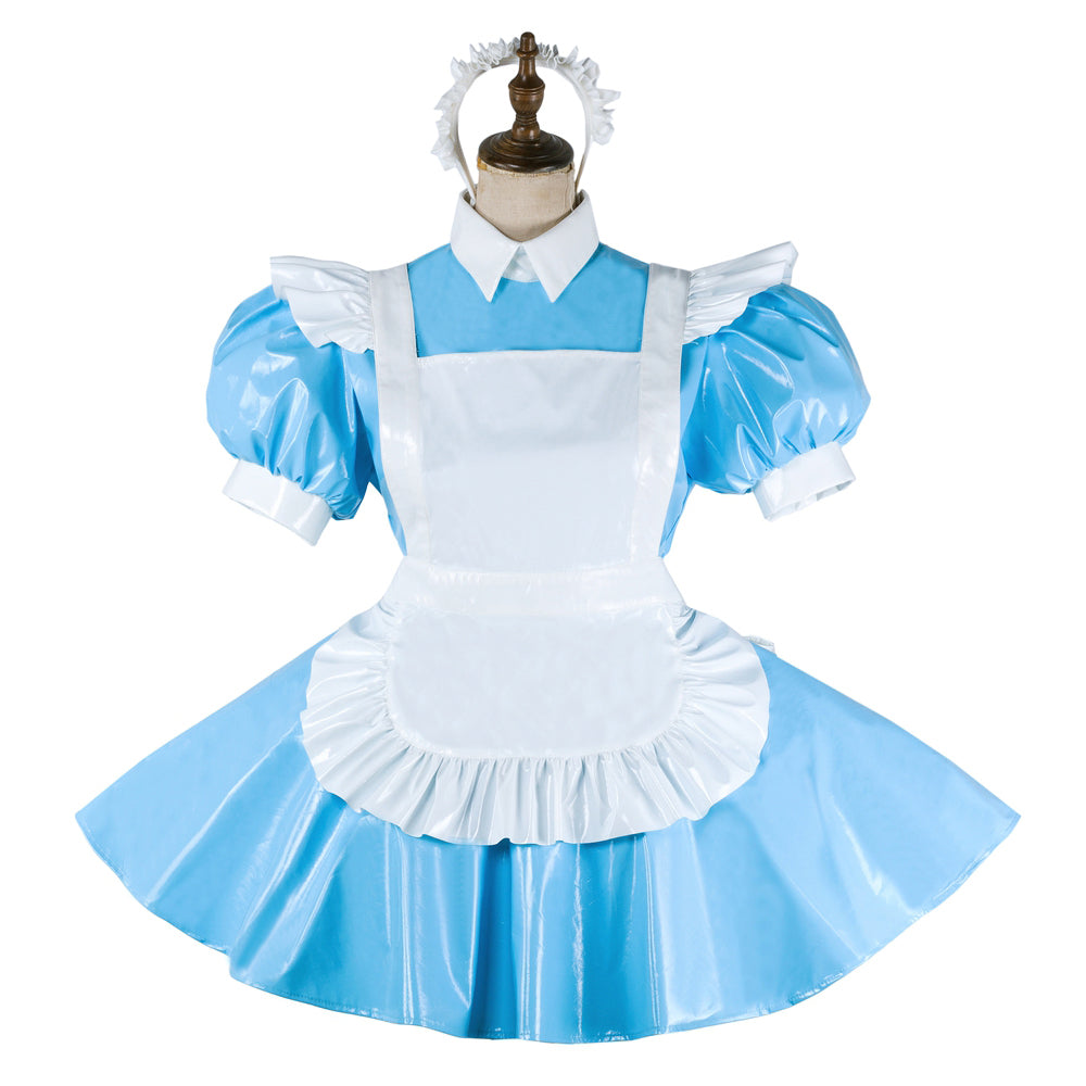blue thin pvc dress G2065