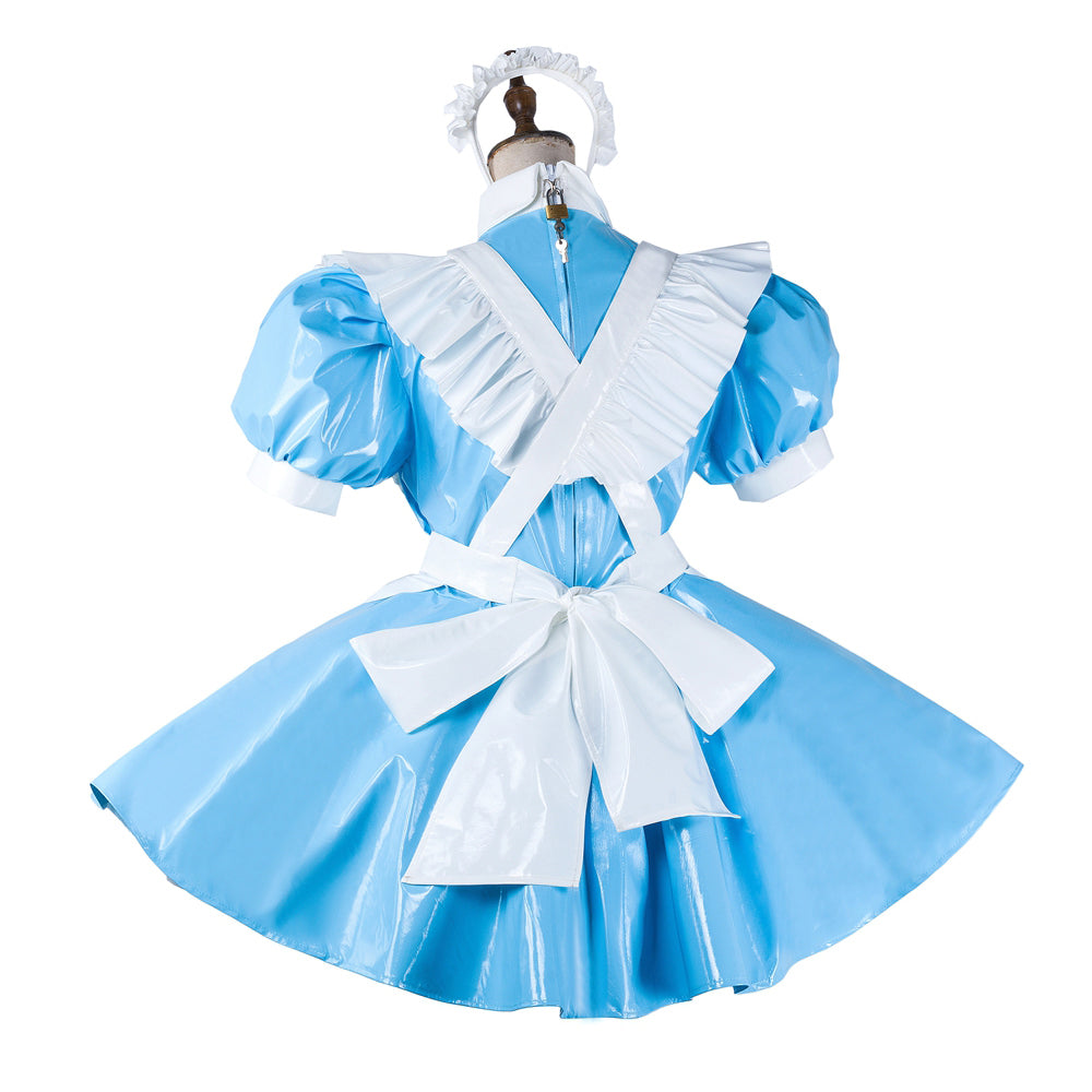 blue thin pvc dress G2065