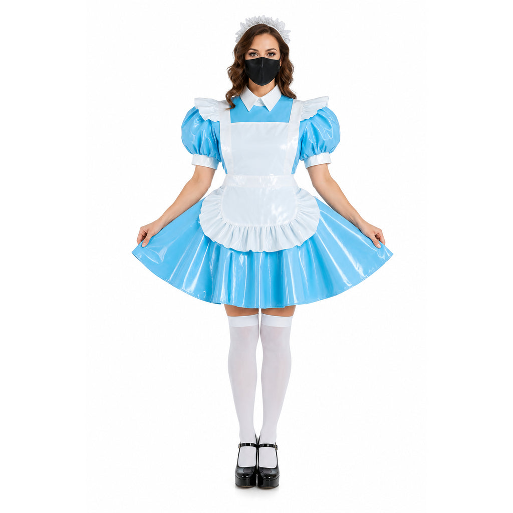 blue thin pvc dress G2065
