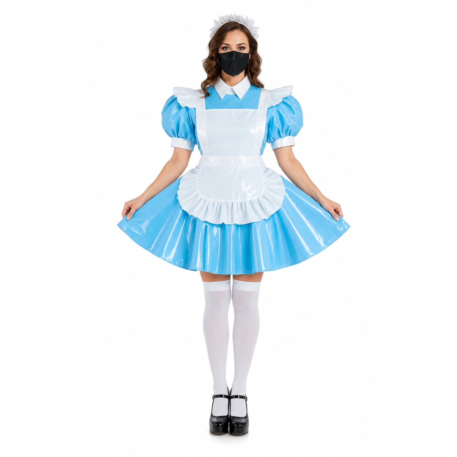 blue thin pvc dress G2065