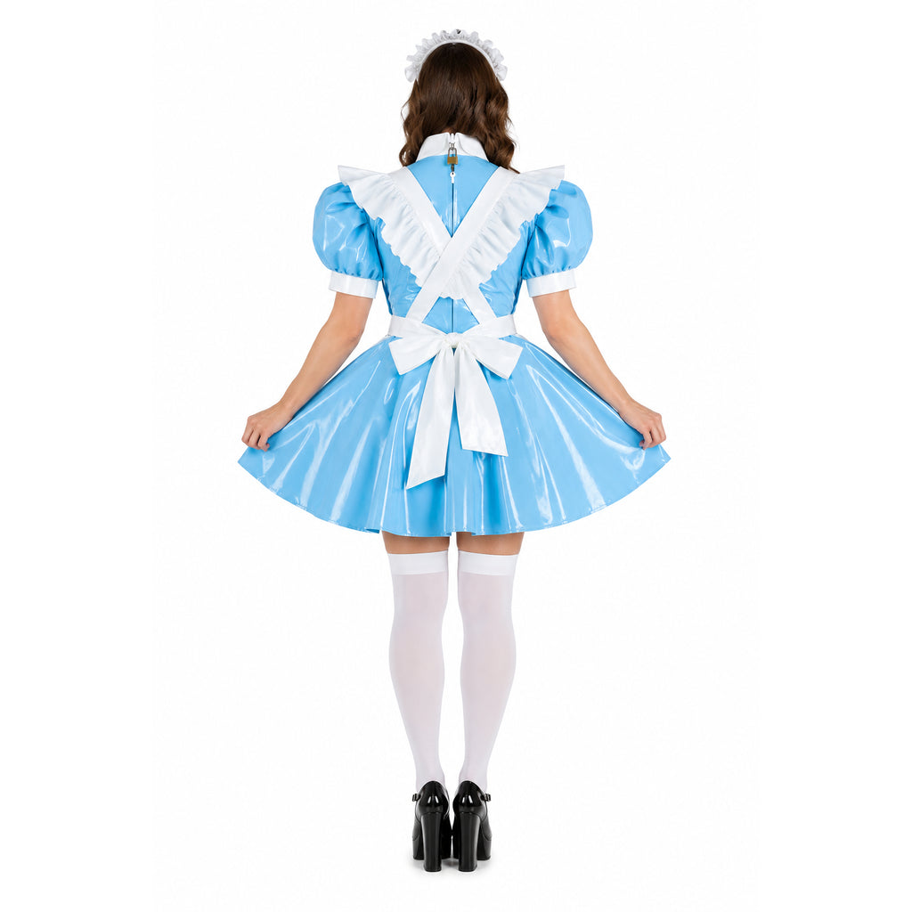 blue thin pvc dress G2065