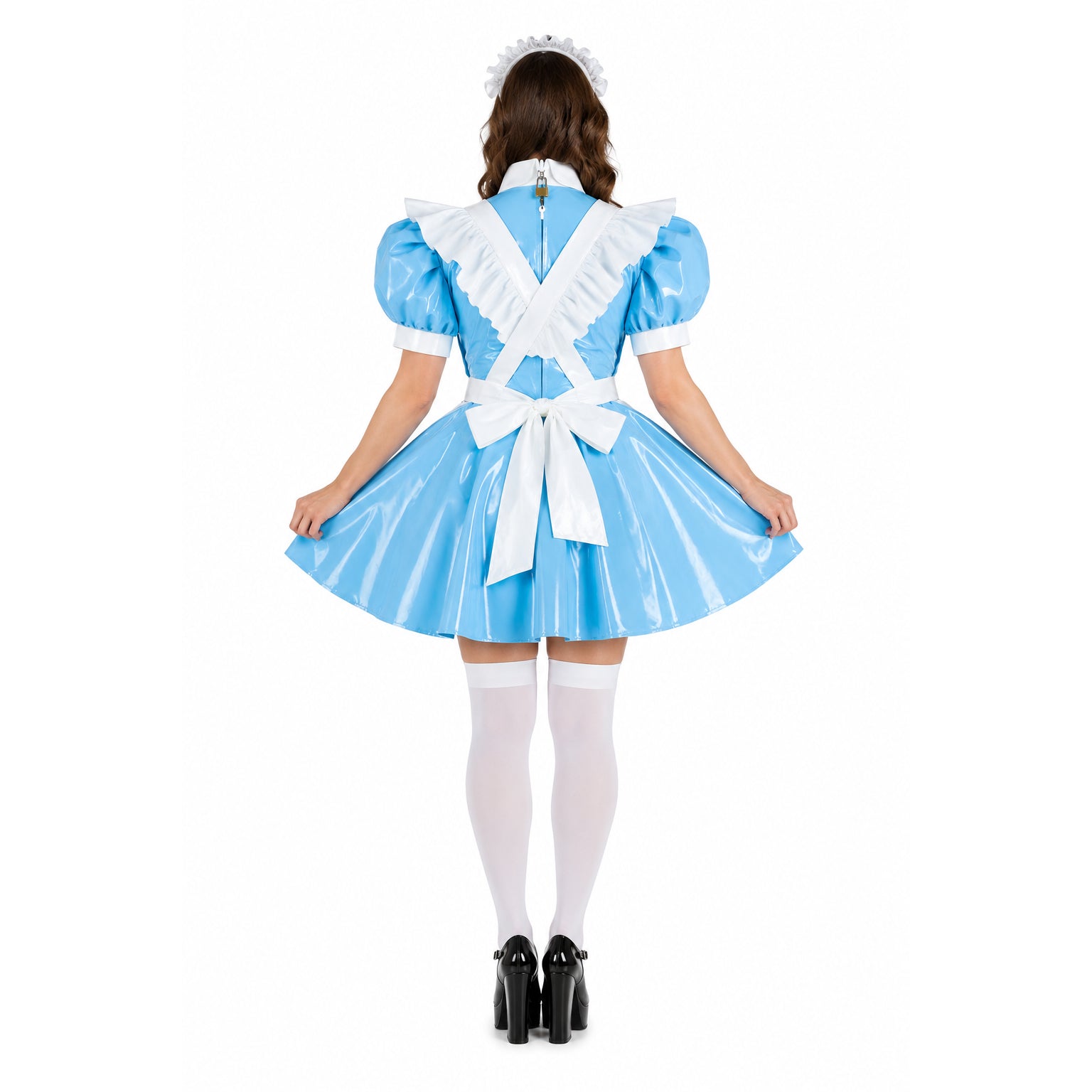 blue thin pvc dress G2065
