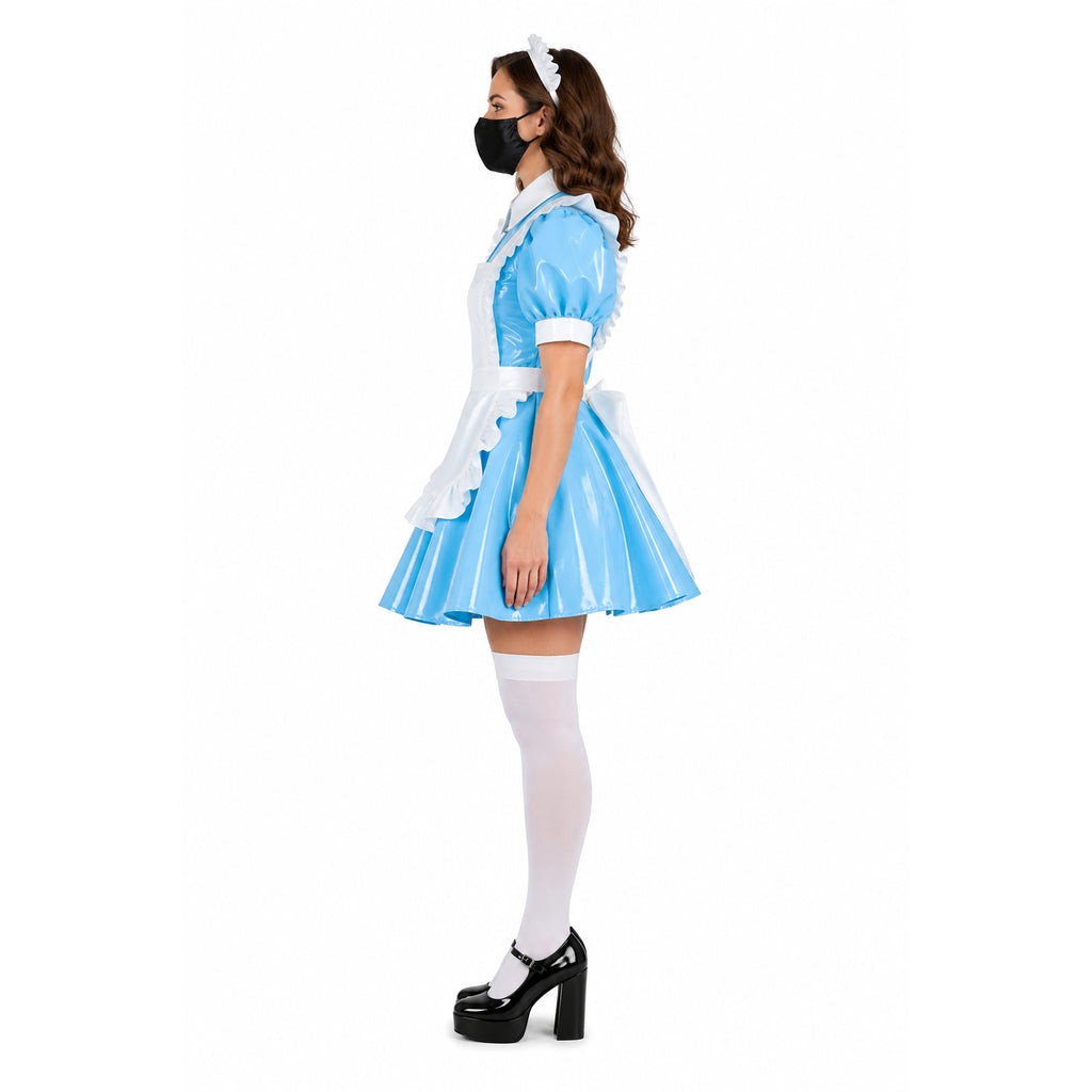 blue thin pvc dress G2065