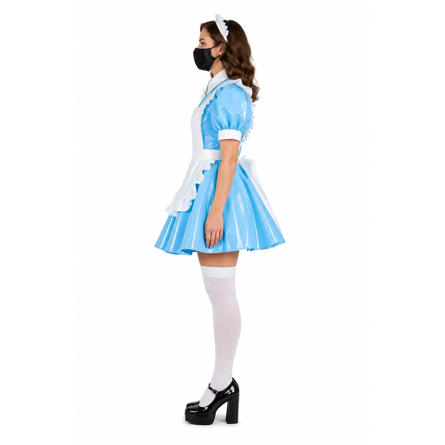 blue thin pvc dress G2065