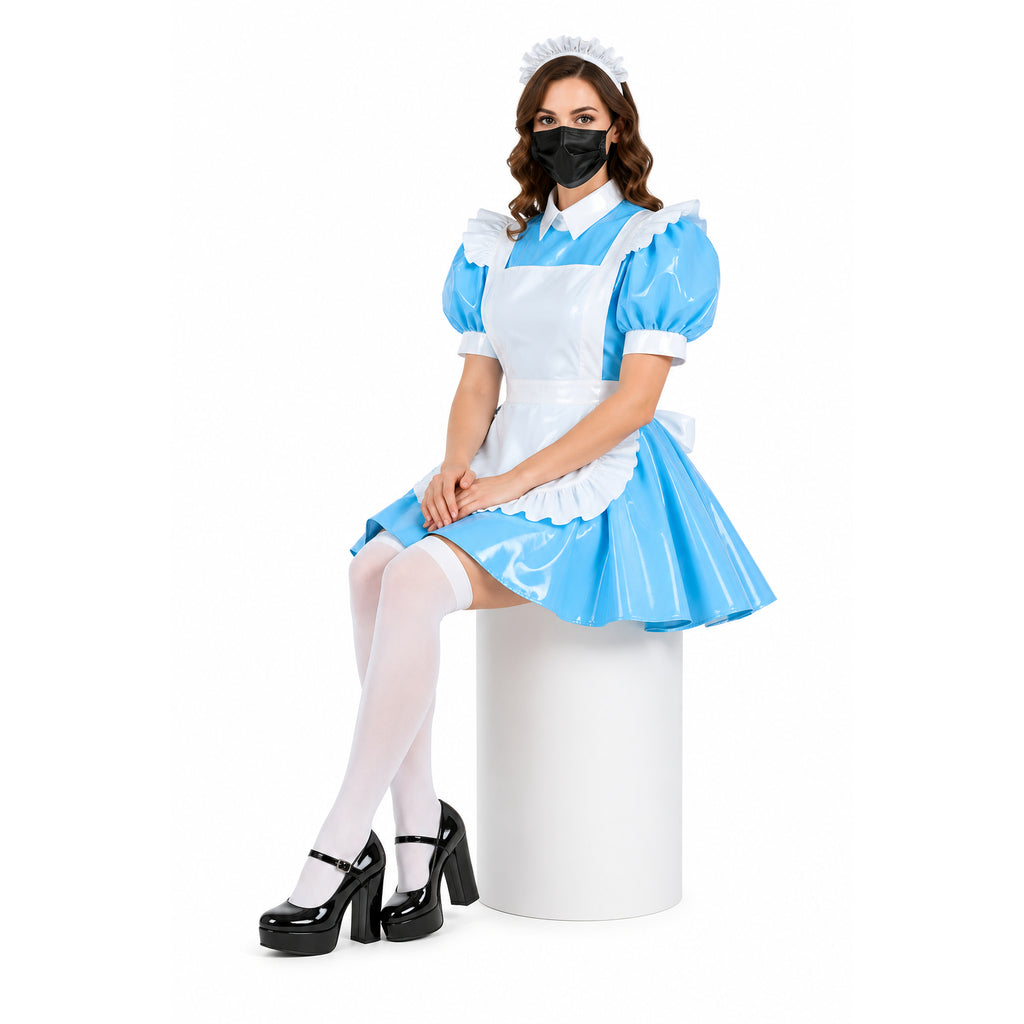 blue thin pvc dress G2065