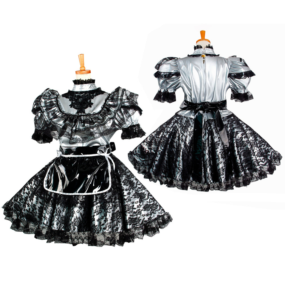 silver thin pvc dress G2066
