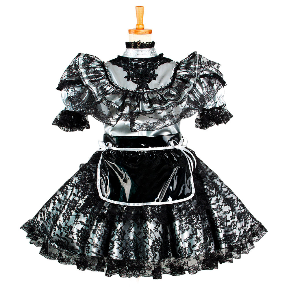 silver thin pvc dress G2066