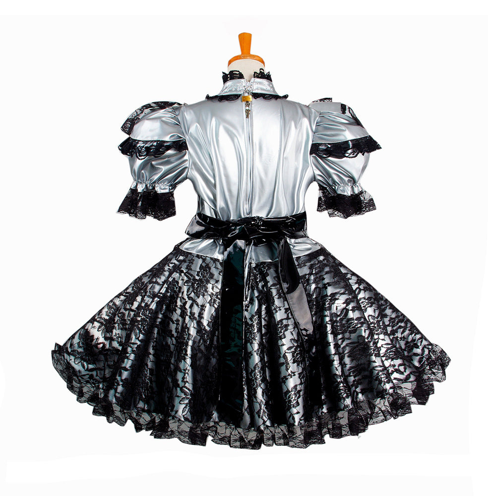 silver thin pvc dress G2066