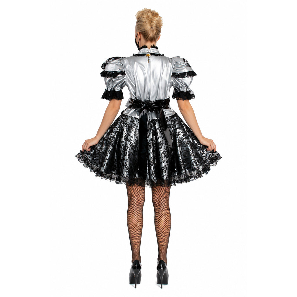silver thin pvc dress G2066
