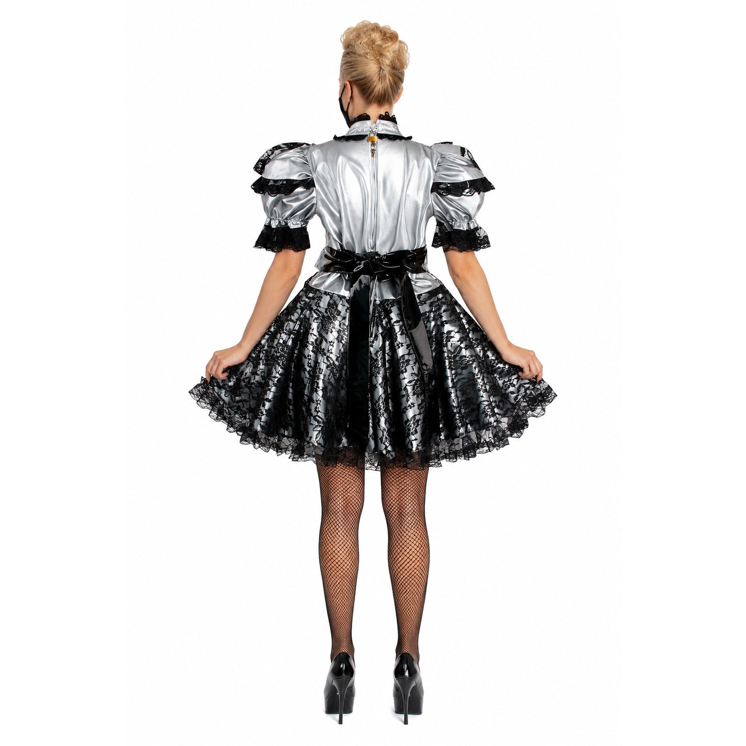 silver thin pvc dress G2066