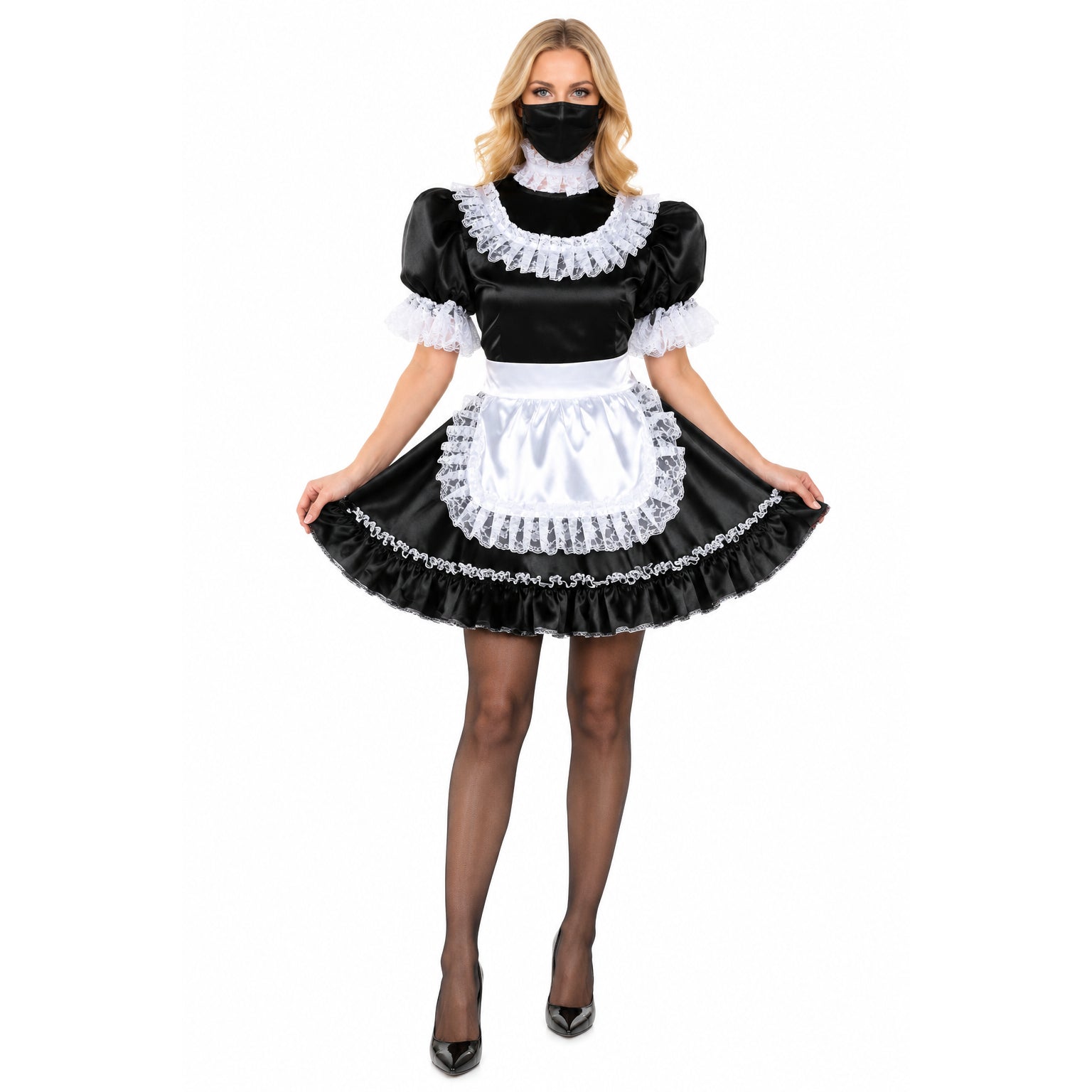 black satin dress G2117
