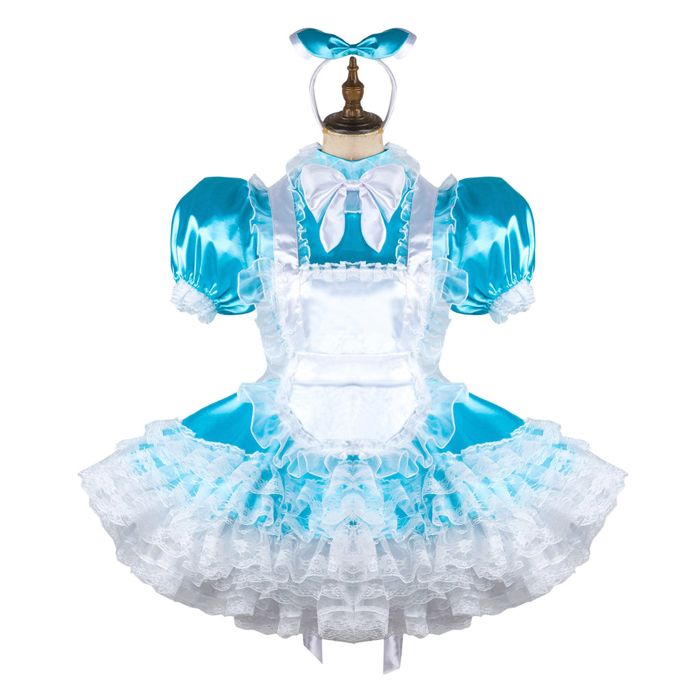 blue satin dress G2118