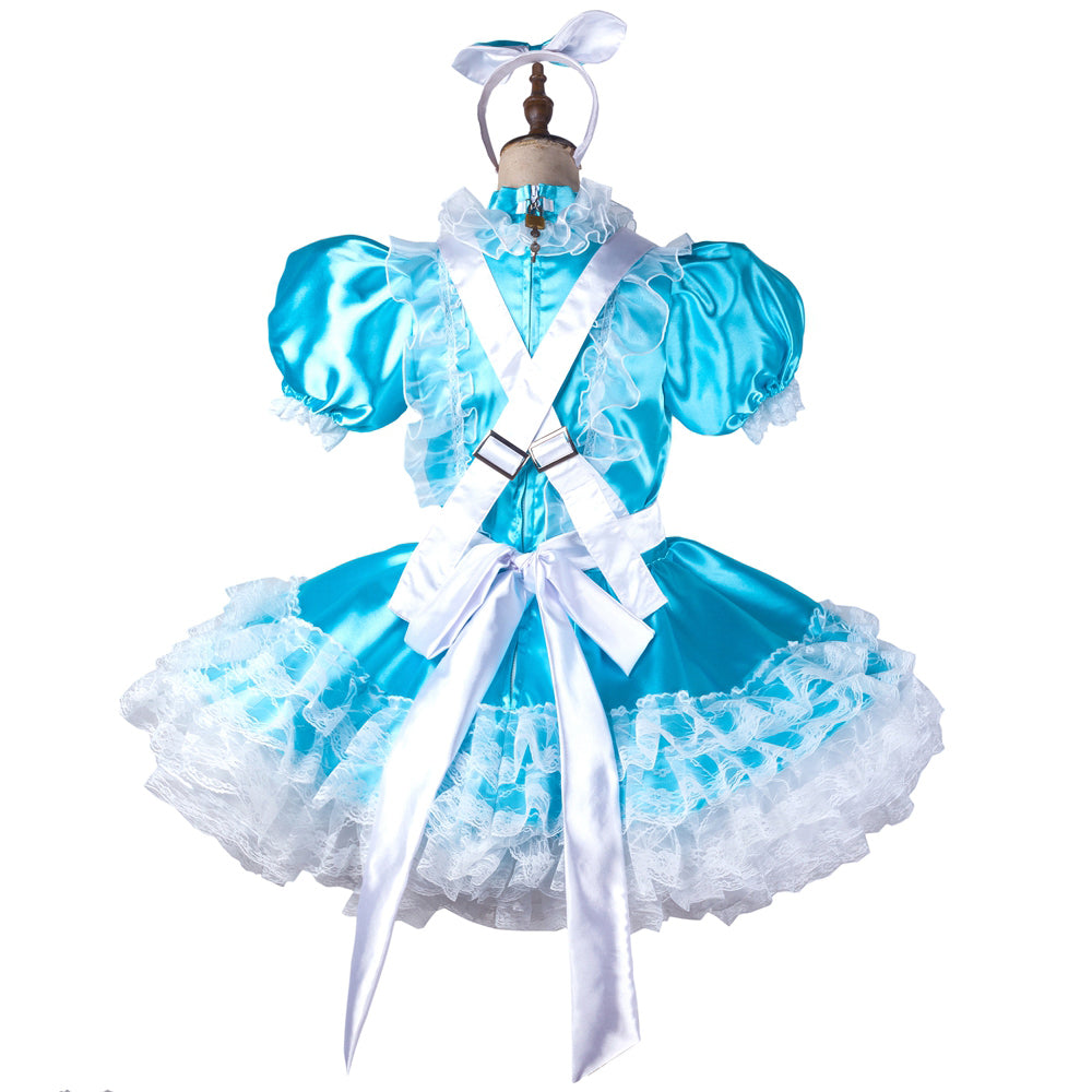 blue satin dress G2118