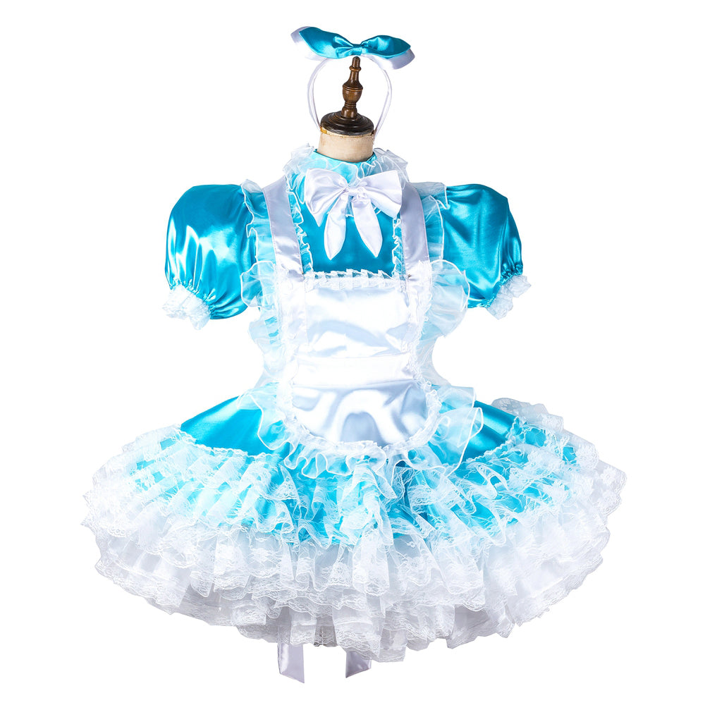 blue satin dress G2118