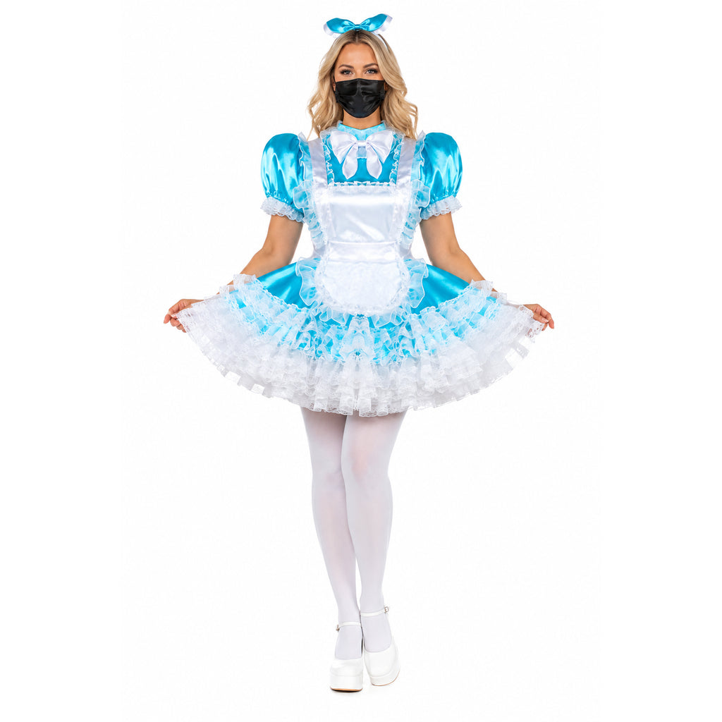 blue satin dress G2118