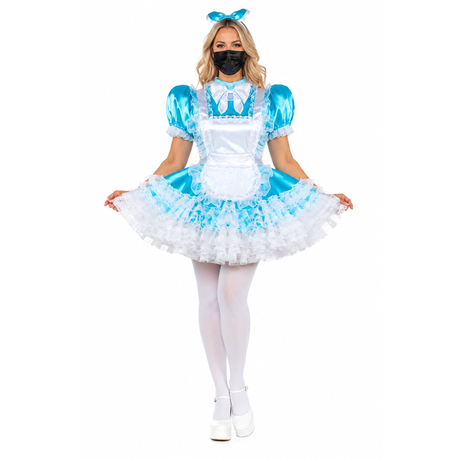 blue satin dress G2118