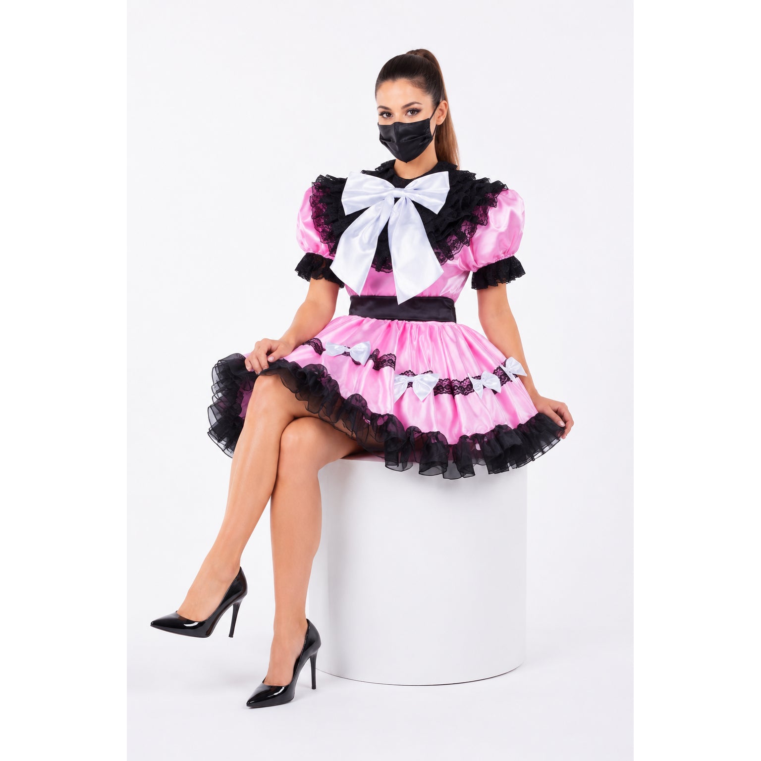 pink satin dress G2124
