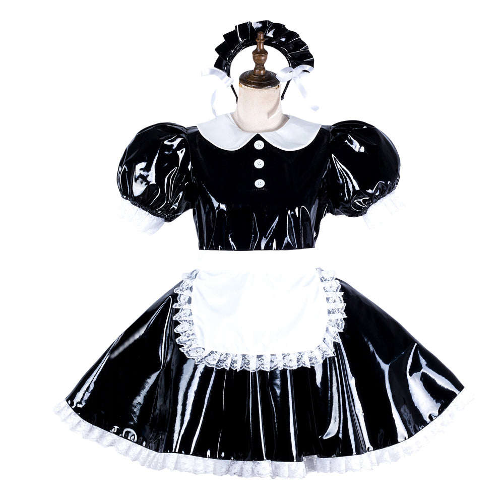 black thin pvc dress G2125