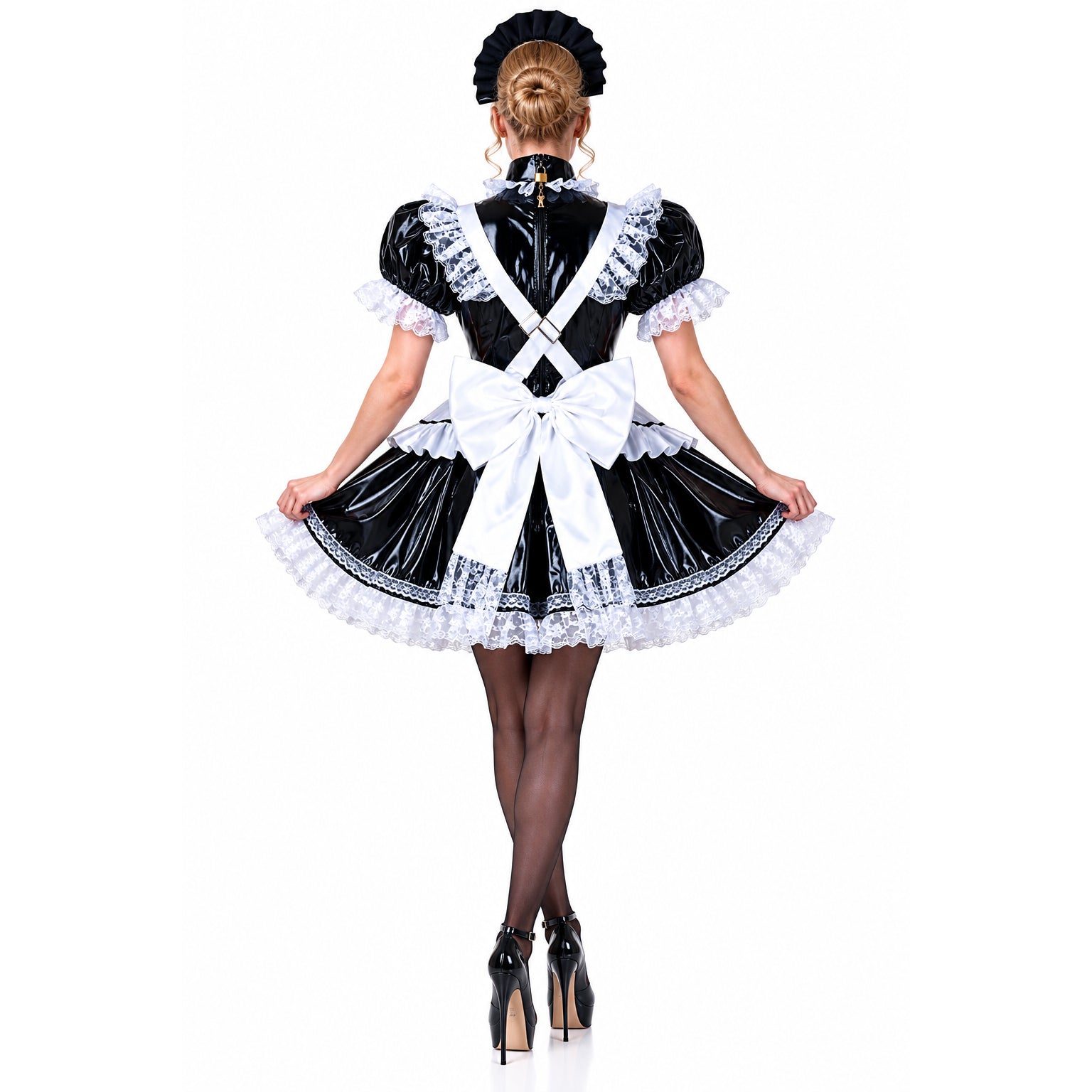 black thin pvc dress G2127