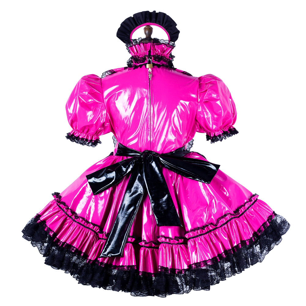hot pink thin pvc dress G2135