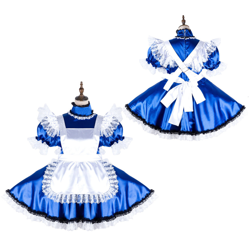 blue satin dress G2137
