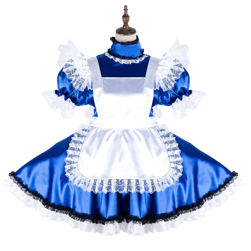 blue satin dress G2137