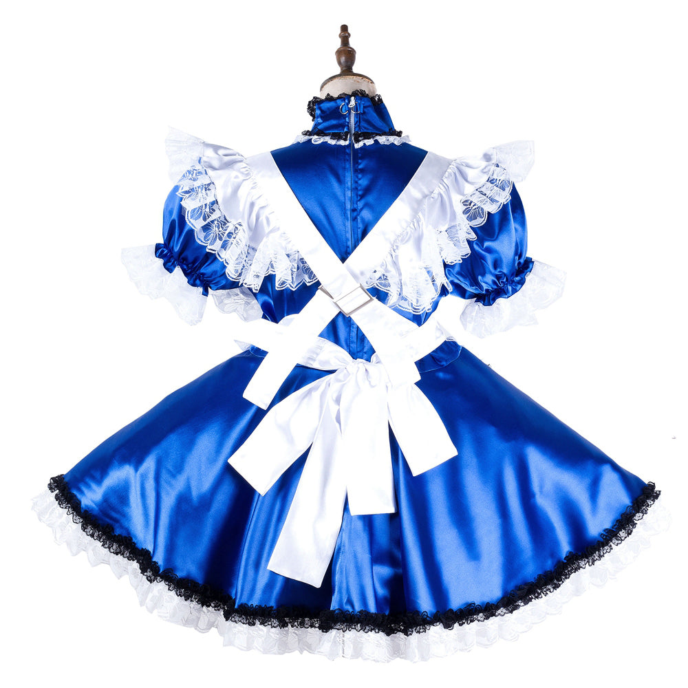blue satin dress G2137