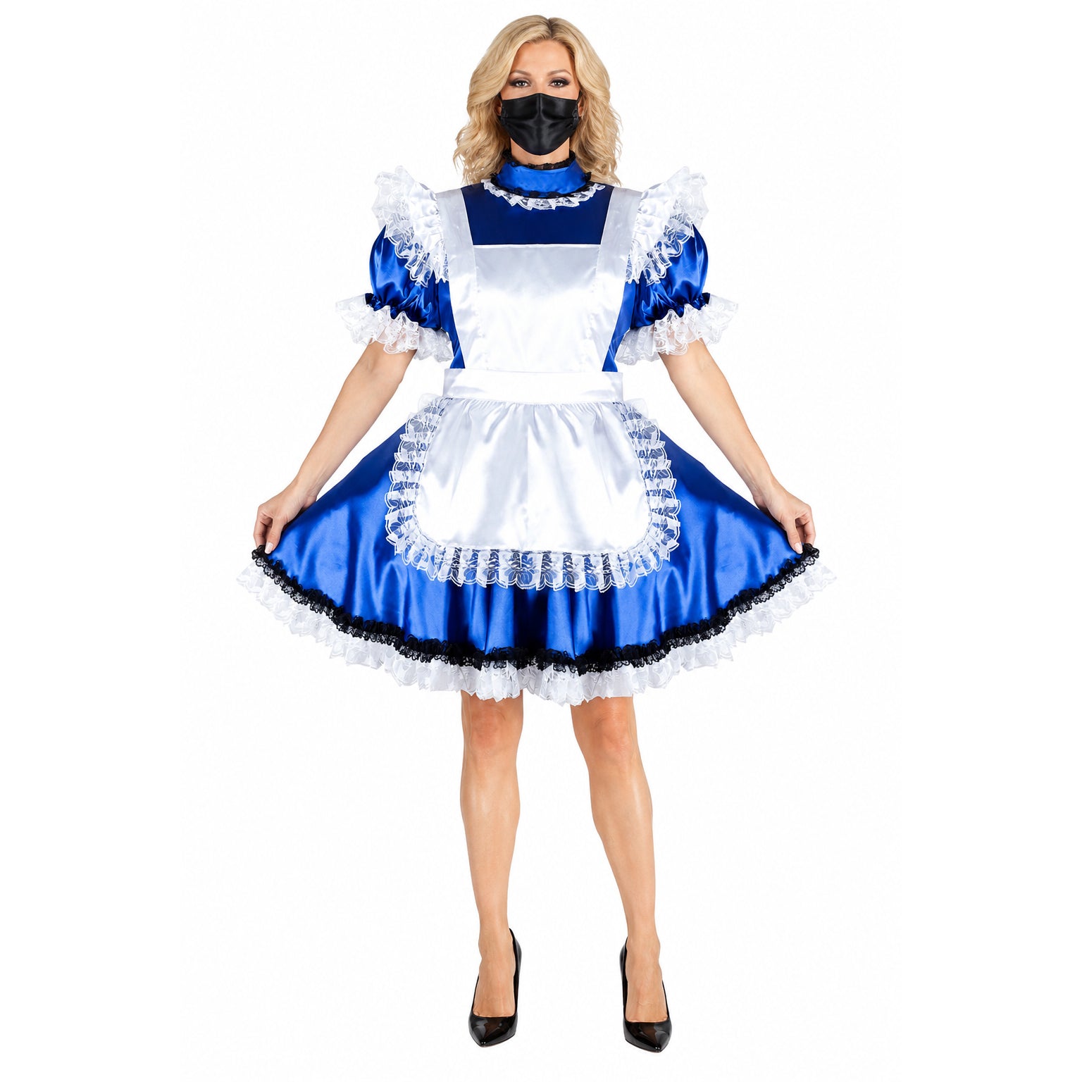 blue satin dress G2137