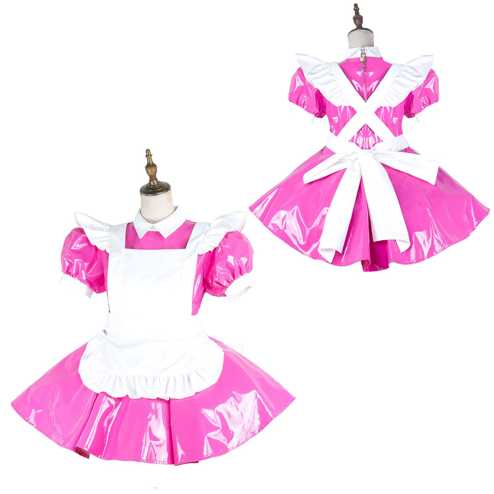 hot pink thin pvc dress G2138
